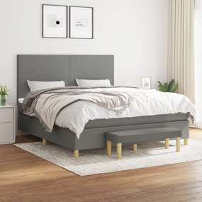 vidaXL Κρεβάτι Boxspring με Στρώμα Σκούρο Γκρι 160x200 εκ Υφασμάτινο