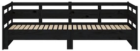 vidaXL Καναπές Κρεβάτι Συρόμενος Μαύρος 2x(80x200) εκ. από Μασίφ Πεύκο