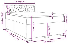 Κρεβάτι Boxspring με Στρώμα Σκούρο Γκρι 140x190 εκ. Βελούδινο - Γκρι