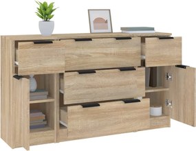 vidaXL Μπουφές 3 τεμαχίων Σετ Sonoma δρυς από Επεξεργασμένο Ξύλο