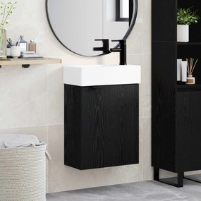 vidaXL Μονάδα μπάνιου με βρύση Μαύρη Δρυς 45,5 x 22,5 x 84 εκ