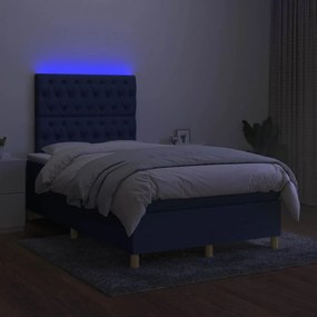 vidaXL Κρεβάτι Boxspring με Στρώμα &amp; LED Μαύρο 120x200 εκ. Υφασμάτινο