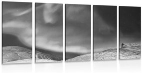 Εικόνα 5 μερών πολική λάμψη στον ουρανό σε ασπρόμαυρο