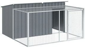 vidaXL Σπιτάκι Σκύλου με Αυλή Ανθρακί 197x194x110 εκ. Γαλβαν. Χάλυβας