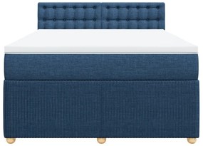 Κρεβάτι Boxspring με Στρώμα Μπλε 160x200 εκ. Υφασμάτινο - Μπλε