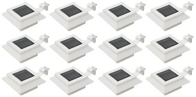 vidaXL Φωτιστικά Εξωτ. Χώρου Ηλιακά 12 τεμ. LED Τετράγωνα Λευκά 12 εκ.