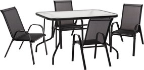ΣΕΤ ΤΡΑΠΕΖΑΡΙΑΣ 5ΤΜΧ ADAM HM10896.03 ΤΡΑΠΕΖΙ 120x70εκ & 4 ΠΟΛΥΘΡΟΝΕΣ--ΜΑΥΡΟ