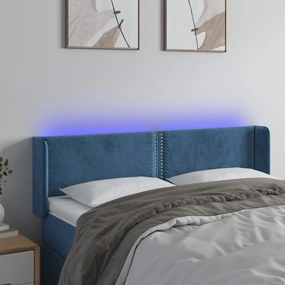 Κεφαλάρι Κρεβατιού LED Σκούρο Μπλε 147x16x78/88 εκ. Βελούδινο - Μπλε
