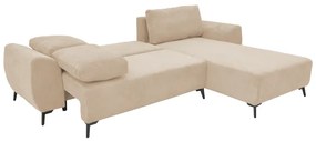 Kαναπές κρεβάτι τριθέσιος αναστρέψιμος Settee  ύφασμα με αποθηκευτικό χώρο σε μπεζ απόχρωση 286x204x93εκ