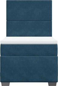 vidaXL Κρεβάτι Boxspring με Στρώμα Μπλε 90x190 εκ. Βελούδινο