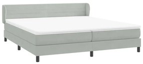 Box Spring κρεβάτι με στρώματα ανοιχτό γκρι 180x220cm Βελούδινο - Γκρι