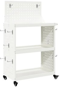 vidaXL Καρότσι εργαλείων με ράφι Λευκό 65 x 35 x 111 εκ Κρύα χάλυβας