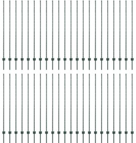vidaXL Ασημένιοι Πόλοι Φράχτη 44 pcs Πράσινο