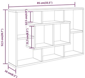 Ραφιέρα Τοίχου Μαύρη 85 x 16 x 52,5 εκ. από Επεξεργασμένο Ξύλο - Μαύρο