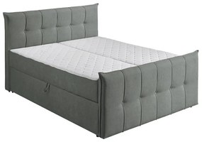 Επενδυμένο Κρεβάτι SONIC Διπλό με Στρώμα και Αποθηκευτικό χώρο σε Ύφασμα Γκρί 160x200εκ. 165x222x115 εκ.