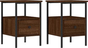 vidaXL Κομοδίνα 2 τεμ. Καφέ Δρυς 34 x 36 x 50 εκ. Επεξεργασμένο Ξύλο