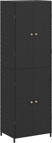vidaXL Ντουλάπι Αποθήκευσης Κήπου Μαύρο 59x40x180 εκ. από Συνθ. Ρατάν