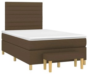 vidaXL Κρεβάτι Boxspring με Στρώμα Σκούρο Καφέ 120x190 εκ Υφασμάτινο