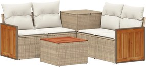 vidaXL Σετ Καναπέ 6 τμχ. Μπεζ και Κρέμ 55 x 55 x 37 εκ