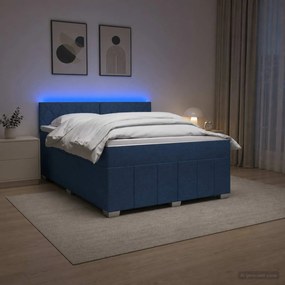 vidaXL Κρεβάτι box spring με στρώμα Μπλε 140 x 190 cm Ύφασμα