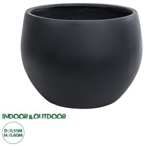 20701 GloboStar® Artificial Garden VITORIA 20701 Διακοσμητικό Πολυεστερικό Τσιμεντένιο Κασπώ Γλάστρα - Flower Pot Μαύρο Φ55 x Υ40cm
