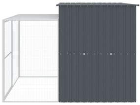 vidaXL Σπιτάκι Σκύλου με Αυλή Ανθρακί 214x253x181 εκ. Γαλβαν. Χάλυβας