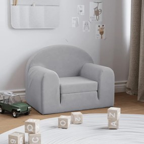 Καναπές/Κρεβάτι Παιδικός Ανοιχτό Γκρι από Μαλακό Βελουτέ Ύφασμα