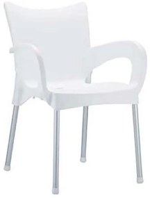 Πολυθρόνα Στοιβαζόμενη ROMEO Λευκό PP/Αλουμίνιο 58x53x83cm