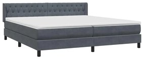 vidaXL Κρεβάτι Boxspring με Στρώμα Σκούρο Γκρι 180x210 εκ. Βελούδινο