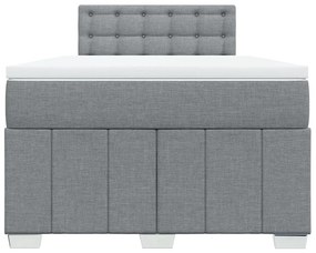 Κρεβάτι Boxspring με Στρώμα Ανοιχτό Γκρι 120x200 εκ. Υφασμάτινο - Γκρι