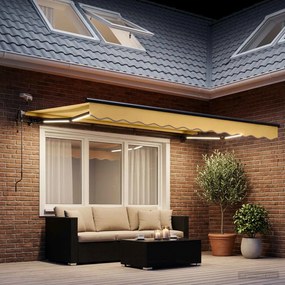VidaXL Ηλεκτρική τέντα με LED και αισθητήρα 4 x 3,5 m Άμμος