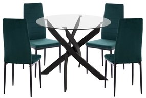ΣΕΤ ΤΡΑΠΕΖΑΡΙΑΣ 5ΤΜΧ LADY HM21199.03 ΓΥΑΛΙ--ΜΕΤΑΛΛΟ ΣΕ ΜΑΥΡΟ & ΒΕΛΟΥΔΟ ΚΥΠΑΡΙΣΣΙ