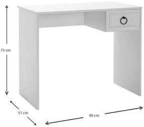 Γραφείο μελαμίνης Hampton Megapap χρώμα λευκό 90x51x75εκ.