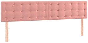 vidaXL Κρεβάτι Boxspring με Στρώμα &amp; LED Ροζ 180x200 εκ. Βελούδινο