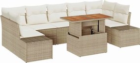 vidaXL Σετ Καναπέ Κήπου με αποθήκευση 8 pcs Μπεζ Πολυ ράταν
