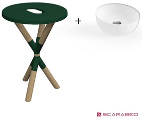 Scarabeo Cross 2501F0-9855 Musk (Πράσινο Ματ) Πάγκος Με Νιπτήρα Glam Λευκό Ø33εκ.