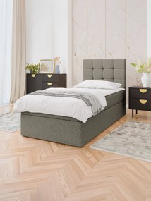 Επενδυμένο Κρεβάτι Luanda Single-Γκρεζ-80x200