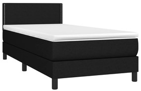 vidaXL Κρεβάτι Boxspring με Στρώμα & LED Μαύρο 80x200 εκ. Υφασμάτινο