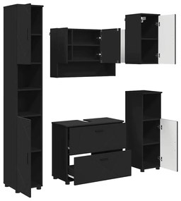 vidaXL Σετ Επίπλων Μπάνιου με συρτάρι 5 pcs Μαύρο 30 x 35 x 192 εκ.