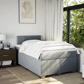 vidaXL Κρεβάτι Boxspring με Στρώμα Ανοιχτό Γκρι 120x190 εκ. Υφασμάτινο