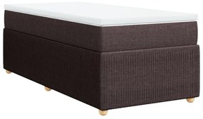 Κρεβάτι Boxspring με Στρώμα Σκούρο Καφέ 90x200 εκ. Υφασμάτινο - Καφέ