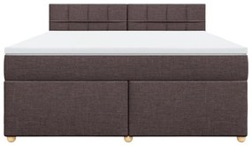 Κρεβάτι Boxspring με Στρώμα Σκούρο Καφέ 180x200 εκ Υφασμάτινο - Καφέ