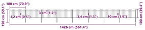 vidaXL Κάγκελα Περίφραξης με Λόγχες Μαύρα 13,6 x 1 μ. από Χάλυβα