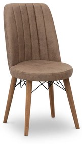 0222810 Καρέκλα τραπεζαρίας Alegra Megapap υφασμάτινη χρώμα καφέ - καρυδί πόδι 46x44x91εκ. Ύφασμα, 1 Τεμάχιο