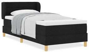 vidaXL Κρεβάτι με Ελατήρια και Στρώμα Κρεμ 90x200 εκ Υφασμα Μαύρο