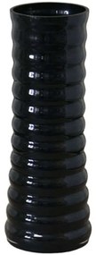 Βάζο Ριγέ 15-00-17830 30cm Black Marhome Glass