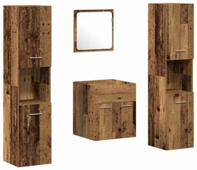 vidaXL Σετ Επίπλων Μπάνιου με πόρτα 4 pcs Παλιό Ξύλο 41 x 38.5 x 46 cm
