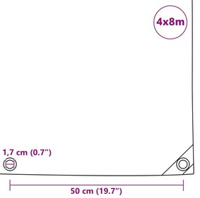 vidaXL Μουσαμάς 650 γρ./μ.² Γκρι 4 x 8 μ.
