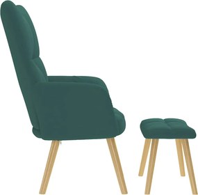vidaXL Πολυθρόνα Relax Σκούρο Πράσινο Υφασμάτινη με Υποπόδιο