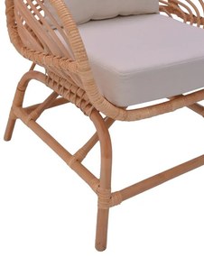 Καρέκλα - Πολυθρόνα Caxen φυσικό rattan-λευκό μαξιλάρι 72x63x75 εκ. 72x63x75 εκ.